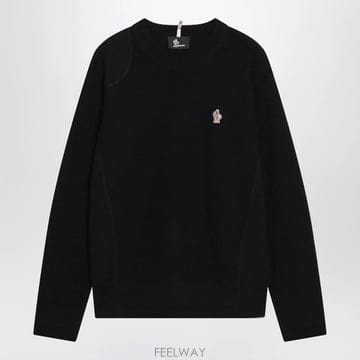 26 F/W 몽클레어 블루 울 스웨터 WITH 로고 패치 9C0000 B0052327110
