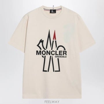 26 F/W 몽클레어 아이보리 코튼 티셔츠 WITH 로고 8C0000 B0052327114