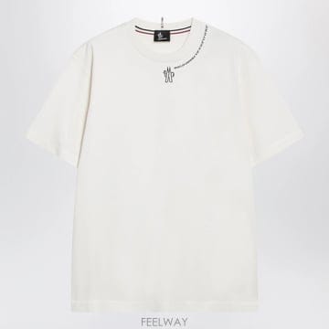 26 F/W 몽클레어 아이보리 코튼 티셔츠 WITH 로고 & 코디네이 B0052327115
