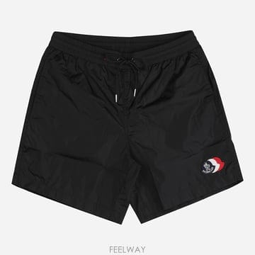 몽클레어 6F 2C00005 5985M 999 남성 로고 패치 스윔 쇼츠 블랙