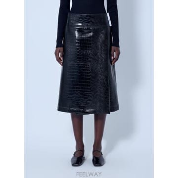 26 FW 스포트막스 여성 Aquile Embossed Midi Skirt spx0266021blk