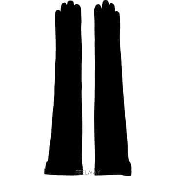 26 FW 장폴고띠에 블랙 롱 가죽 스웨이드 장갑 262808F012002