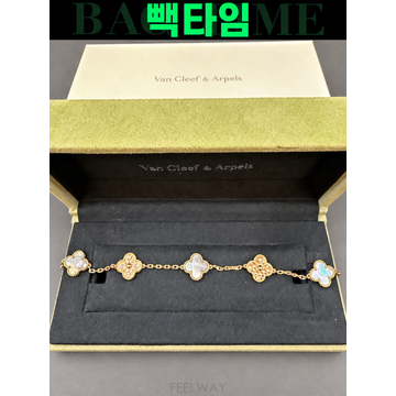 [빽타임] 반클리프앤아펠 빈티지 알함브라 로즈골드 다이아 자개 5모티프 팔찌 미사용품