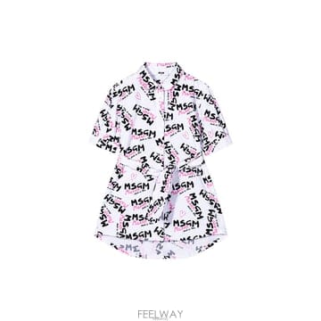 키즈 여성 올 오버 셔츠 원피스 화이트 MS026942 001