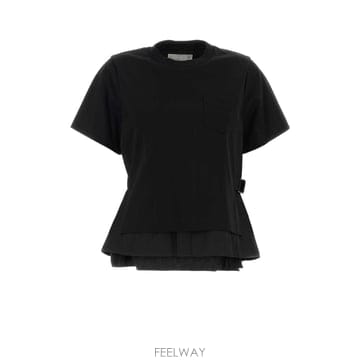 Sacai [X45]��ī�� 2608747 001 ���� Ƽ���� �μҸ� ž ���� Black cotton t shirt[X45]��ī�� 2608747 001 ���� Ƽ���� �μҸ� ž ���� Bla