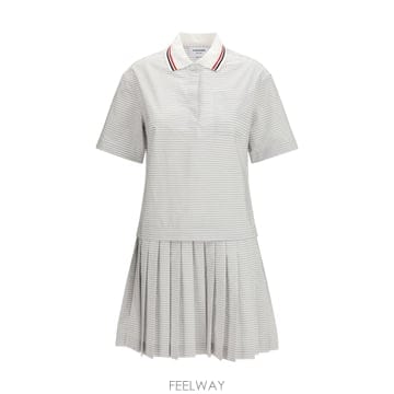 톰브라운 헤어라인 4 바 플리츠 폴로 미니 드레스