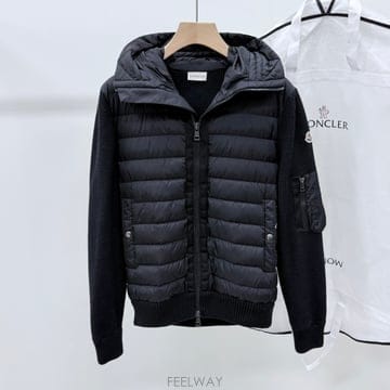 [S+급/L] 몽클레어 트리콧 후드 니트패딩 블랙