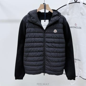[S+급/2XL] 몽클레어 트리콧 후드 니트패딩 블랙