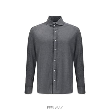 26FW 브루넬로 쿠치넬리 스프레드 칼라 경량 저지 셔츠 MH8366686 C572 GREY