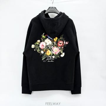 [새상품급] 25FW 우영미 플라워 백로고 후드티 블랙 백화점판 48 L 사이즈