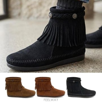 미네통카 모카신 부츠 여성 백지퍼 하이탑 26FW