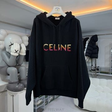 셀린느 리브드 울 로고 니트 후드
