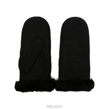 26FW 어그 셔링 자수 미튼 장갑 20932 BLK BLACK