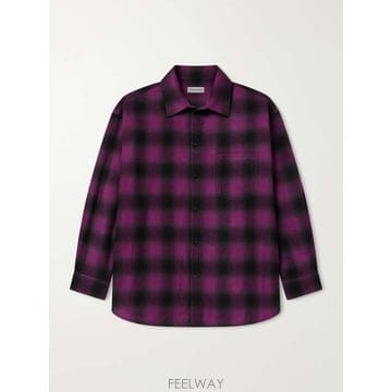 발렌시아가 로고 체크 울블렌드 플란넬 오버셔츠 A009KDTVT04 B0082328484