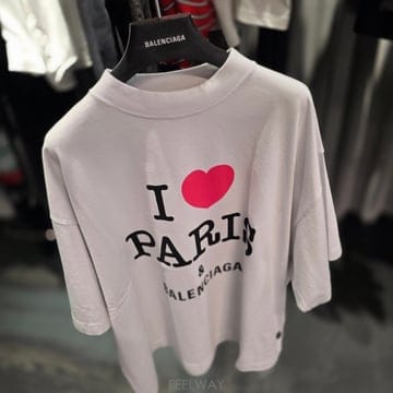 발렌시아가 I LOVE PARIS 크롭 반팔 티셔츠 818431 TRVU9 9012