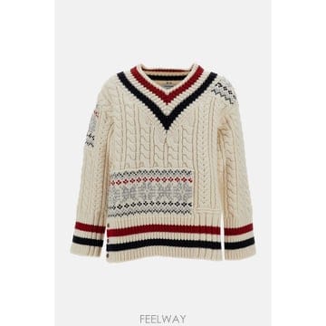 26 F/W 톰 브라운 패치워크 케이블 FAIRISLE V 넥 크리켓 B0032294701