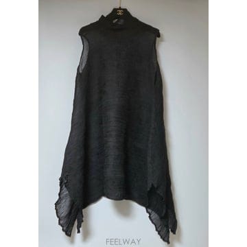 미 이세이미야케 me ISSEY MIYAKE 터틀넥 슬리브리스 롱 튜닉