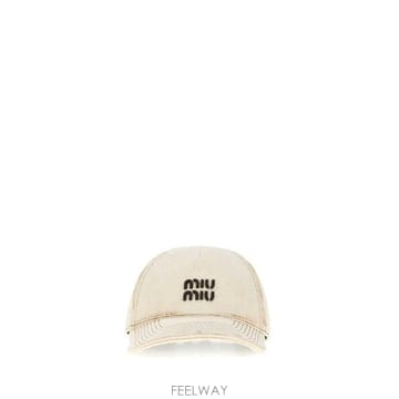 26FW 미우미우 포플린 로고 베이스볼 캡 5HC37M2G84 F0009 White
