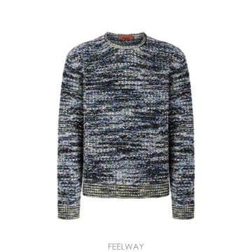 26FW 미소니 스웨터 US26WN0JBK01KC S72RD BLUE BASE WITH BROWN AND G