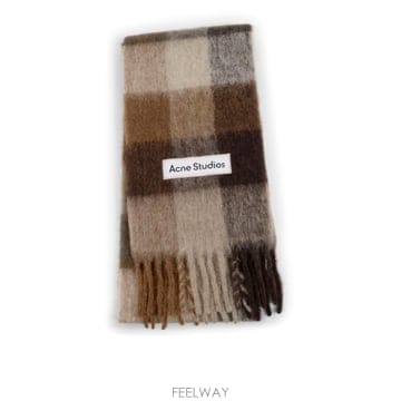 26FW 아크네 스튜디오 모헤어 체크 머플러 CA0084 DTJ DARK BROWN WHITE