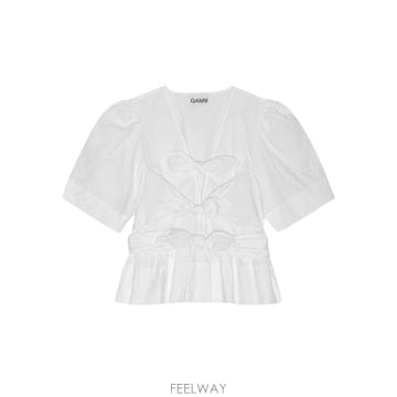 GANNI 26SS ���� ��Ʈ��ġ ��ư Ÿ�̽�Ʈ�� ����콺 W0309 151 WHITE26SS ���� ��Ʈ��ġ ��ư Ÿ�̽�Ʈ�� ����콺 W0309 151 