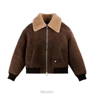 호간 브라운 WAXED 시어링 봄버 자켓 KJW1153004PYQF B0302329884