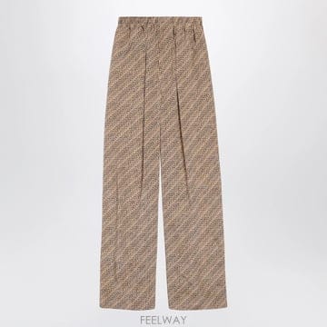 26 F/W 발렌시아가 베이지 & 블랙 모노그램 실크 크레페 트라우저 B0052330151