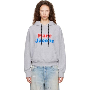 마크제이콥스 그레이 캐널 스트리트 로고 오버사이즈 후드티