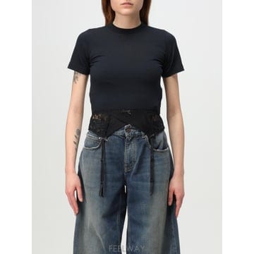 발렌시아가 란제리 디테일 크루넥 티셔츠