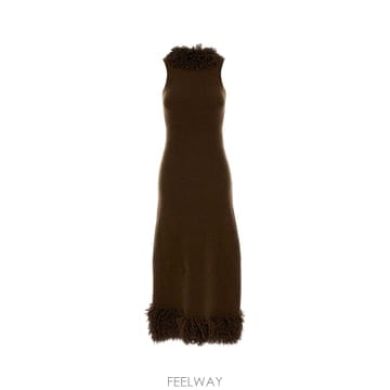 Loewe [X45]�ο��� S540Y15KCU BROWN ���� ���ǽ� �� �̵� �̴� �巹�� Brown wool blen[X45]�ο��� S540Y15KCU BROWN ���� ���ǽ� �� �̵� �̴� 