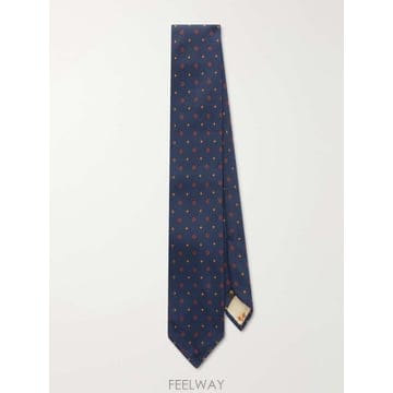 루비나찌 8CM 프린트 실크 타이 01JK- B0082331126