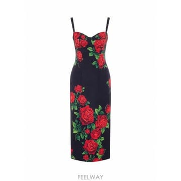 26 F/W 돌체 앤 가바나 ROSES 프린트 사틴 드레스 F622K B0012331354