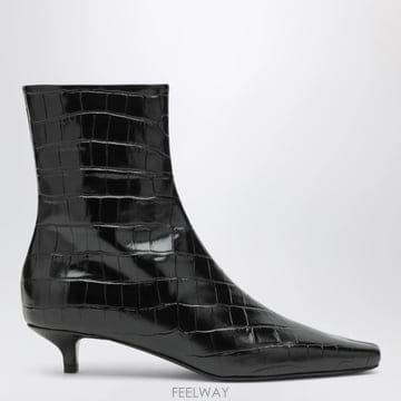 토템 슬림 CROCO 앵클 부츠 레더 블랙
