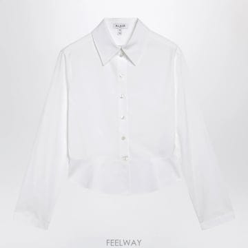 26 F/W 알라이아 화이트 PEPLUM 셔츠 인 코튼 포플린 AA9 B0052332083