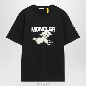 26 F/W 몽클레어 블랙 코튼 티셔츠 WITH 도그 프린트 8C00 B0052332105