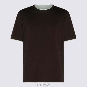 Brunello Cucinelli 26FW ���ڷ� ��ġ�ڸ� �ڼ� �ΰ� Ƽ���� M0B137427 CXR90 BROWN26FW ���ڷ� ��ġ�ڸ� �ڼ� �ΰ� Ƽ���� M0B137427 CXR9