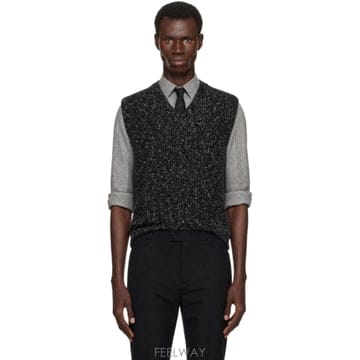 Ernest W. Baker 블랙   오프 화이트 트위드 베스트 FW26KN198C TP877766366