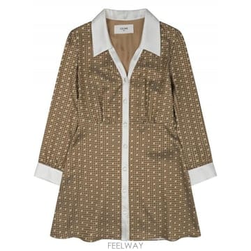 26SS Celine 실크 twill 미니 셔츠 드레스 2R04P106L02DZ TP579106854