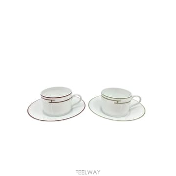 에르메스 리듬 컵&소서 레드 그린 2조 세트