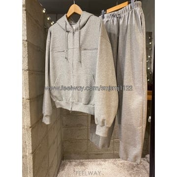 남자 가을 트레이닝복 후드집업  티셔츠 맨투맨 라운드 밴딩 팬츠 오버핏  그레이 F ~105