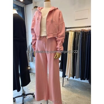 여자 가을 후드집업 트레이닝복 핑크 세트 면스판 F