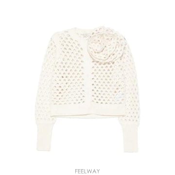 블루마린 OPENWORK 울 가디건 WITH 3D 로즈 RF6159 B0172332652
