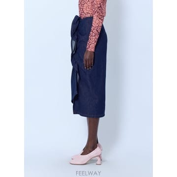 26 F/W 드리스 반 노튼 SINAS RUFFLE 데님 미디 스커트 B0112332509