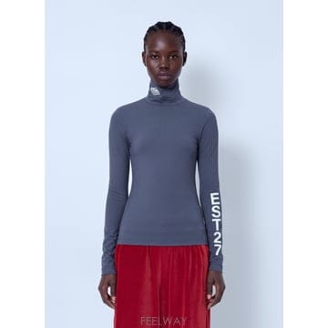 26 F/W 라코스테 런웨이 하이 넥 프린트 스트레치 티셔츠 AG74 B0112332535