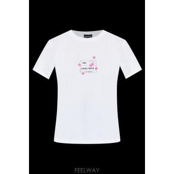 아르마니 코튼 T 셔츠 with 프린트 흰색