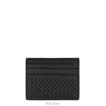 26FW 드래곤 Diffusion 블랙 카드 홀더 with 우븐 디자인 in 레더 for 여성 8051BLA