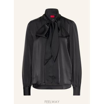 보스 ELEGANT 새틴 타이 넥 블라우스