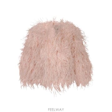 26FW 이브살로몽 Ostrich 퍼  소프트 핑크 컬러  릴렉스드 핏  26EYV30654PLMAA5197