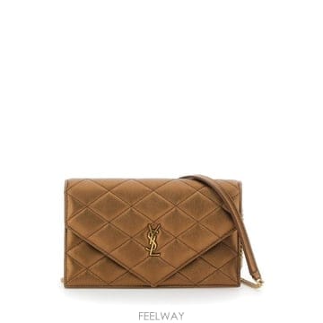 26FW 생로랑 브라운 크로스바디 백 with chain strap 앤 Cass앤re plaque on th