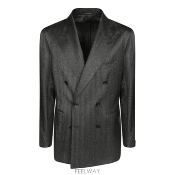 26FW 딸리아또레 Mixed 울 패브릭  헤링본 패턴  더블 브레스티드  Tone on tone 버튼  1